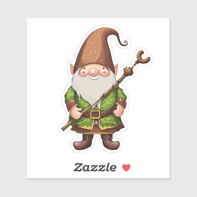 Gnome Explorer With Walking Cane  Sticker  (Sheet)