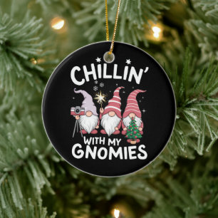 Gnome Family Christmas Chillin With My Gnomies Ceramic Ornament