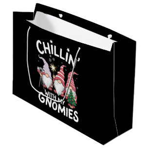 Gnome Family Christmas Chillin With My Gnomies Large Gift Bag