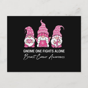 Gnome Fights Alone Family Matching Breast Cancer Postcard