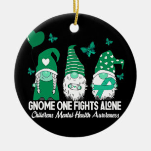 Gnome Fights Childrens Mental Health Awareness Ceramic Ornament