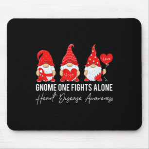Gnome Fights Heart Disease Awareness Month Red Rib Mouse Pad