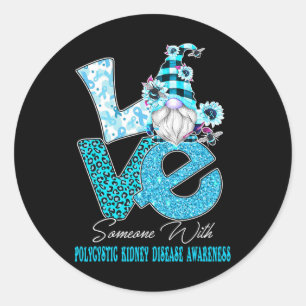 Gnome Flower Love Polycystic Kidney Disease Awaren Classic Round Sticker