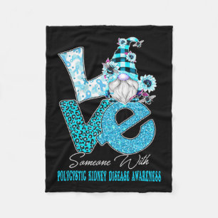 Gnome Flower Love Polycystic Kidney Disease Awaren Fleece Blanket
