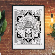 Gnome Flower Mandala Adult Coloring 