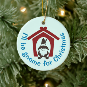 Gnome for Christmas Custom Colours Ceramic Ornament