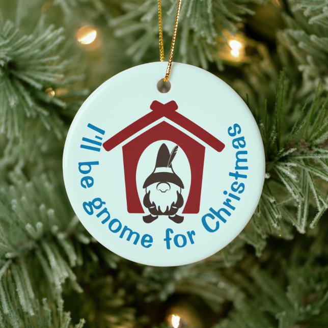 Gnome for Christmas Custom Colours Ceramic Ornament (Tree)