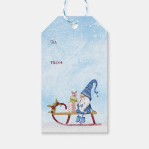 Gnome for Christmas Decorated Sleigh To From Gift Tags