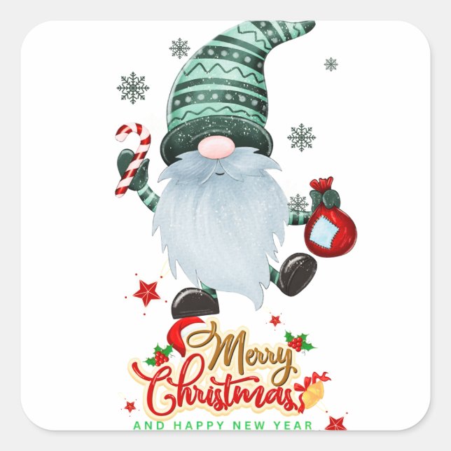 Gnome for Christmas Square Sticker (Front)