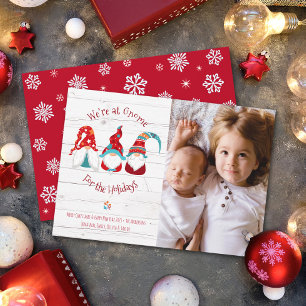 Gnome for Holidays Cute Fun Rustic Custom Photo Holiday Card