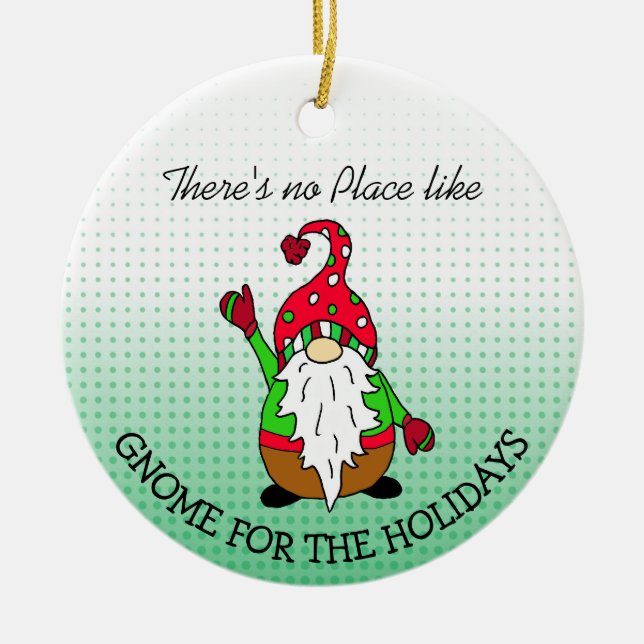 Gnome for the Holidays Christmas Ceramic Ornament (Front)