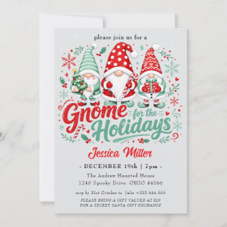 Gnome for the Holidays" Christmas Invitation