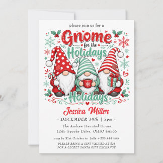 Gnome for the Holidays" Christmas Invitation