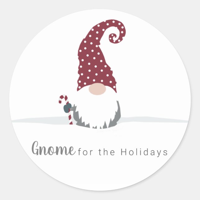 Gnome for the Holidays Classic Round Sticker (Front)