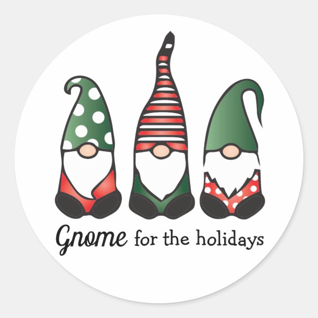 Gnome For The Holidays Classic Round Sticker (Front)