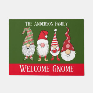 Gnome for the Holidays cute fun welcome Christmas Doormat