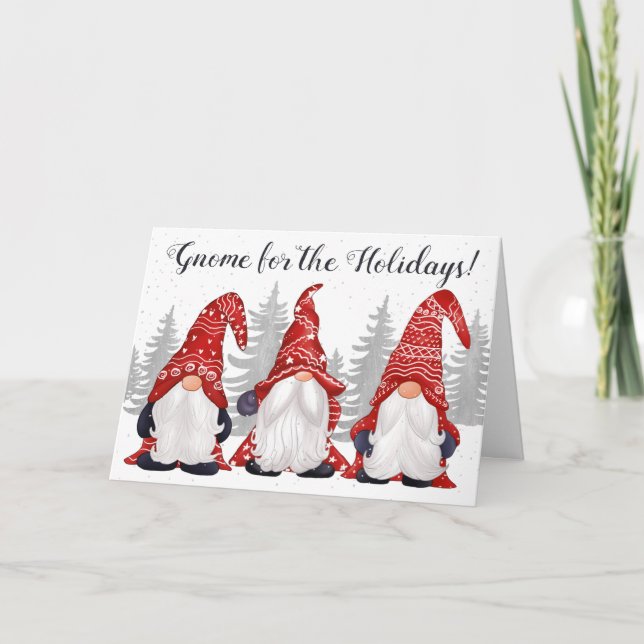 Gnome for the Holidays Family Photo Christmas Holiday Card (Front)