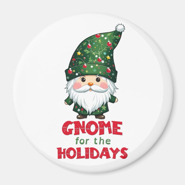 Gnome For The Holidays Funny & Adorable Christmas  Magnet (Front)