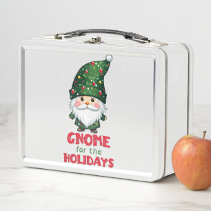 Gnome For The Holidays Funny & Adorable Christmas  Metal Lunch Box