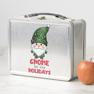 Gnome For The Holidays Funny & Adorable Christmas  Metal Lunch Box