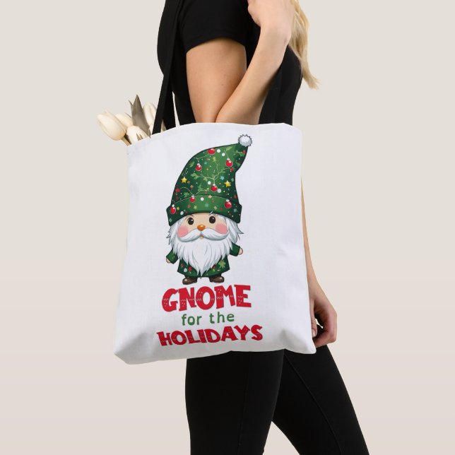 Gnome For The Holidays Funny & Adorable Christmas  Tote Bag (Close Up)