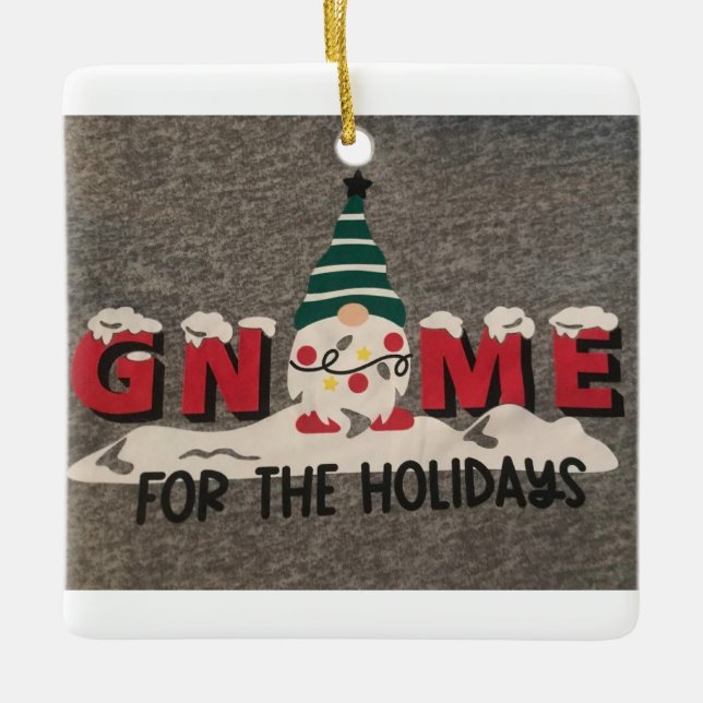 **GNOME FOR THE HOLIDAYS** HOLIDAY  CERAMIC ORNAMENT (Front)