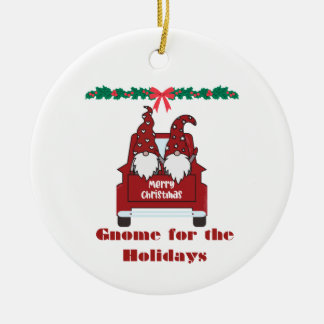 Gnome for the Holidays on a  Ceramic Ornament