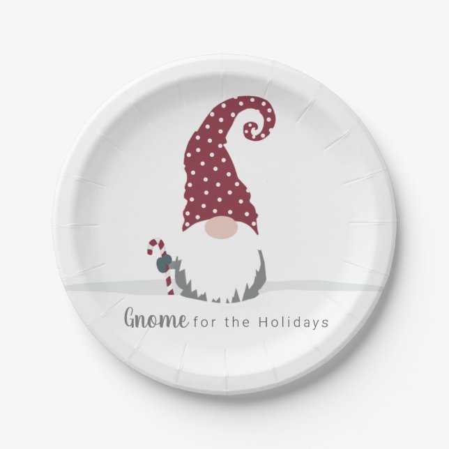 Gnome for the Holidays Scandinavian design Paper Plate (Front)