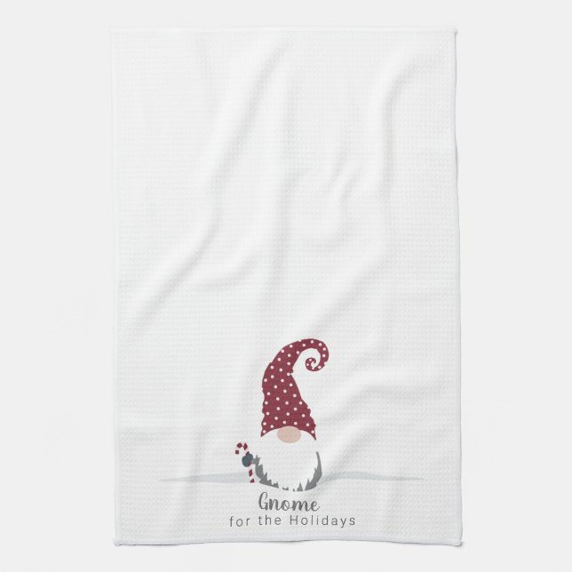 Gnome for the Holidays Scandinavian design Tea Towel (Vertical)