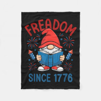 Gnome Freadom Firework Patriotic Book American Fleece Blanket