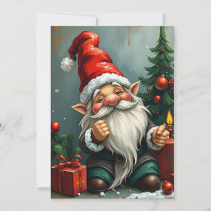 Gnome Funny Trendy Whimsical Fantasy No Photo Holiday Card