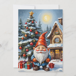 Gnome Funny Trendy Whimsical Fantasy No Photo Holiday Card