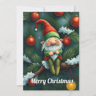 Gnome Funny Trendy Whimsical Fantasy No Photo Holiday Card