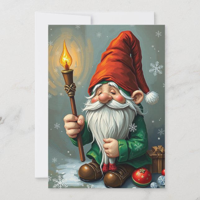 Gnome Funny Trendy Whimsical Fantasy No Photo  Holiday Card (Front)