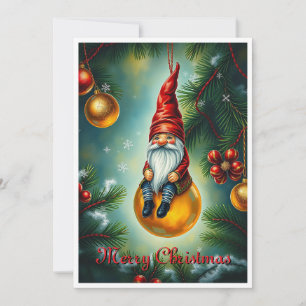 Gnome Funny Trendy Whimsical Fantasy No Photo Holiday Card
