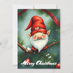 Gnome Funny Trendy Whimsical Fantasy No Photo Holiday Card