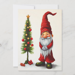 Gnome Funny Trendy Whimsical Fantasy No Photo  Holiday Card