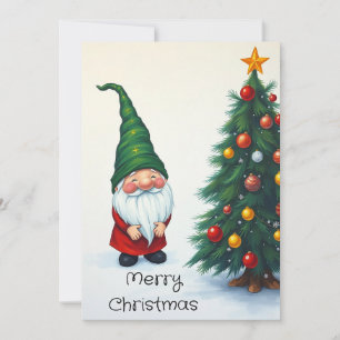 Gnome Funny Trendy Whimsical Fantasy No Photo   Holiday Card