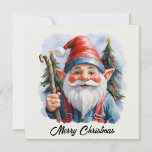 Gnome Funny Trendy Whimsical Fantasy Non Photo Holiday Card