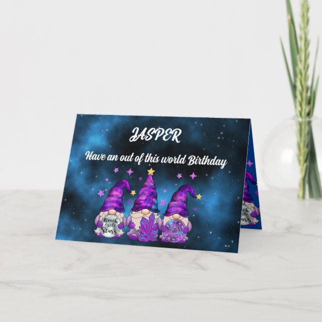 Gnome Galaxy Birthday Card  (Front)