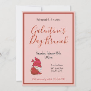Gnome Galentines Day Brunch Invitation