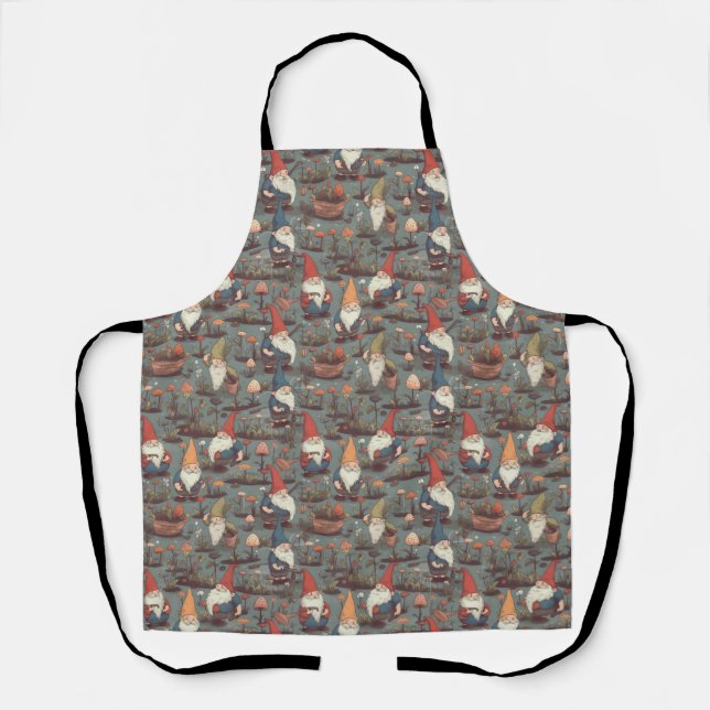 Gnome Garden All-Over Print Apron (Front)