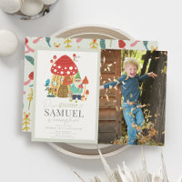 Gnome Garden Mushroom Green Kids Birthday Photo