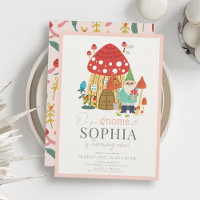 Gnome Garden Mushroom Pink 1st Birthday