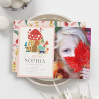 Gnome Garden Mushroom Pink Girl Birthday Photo