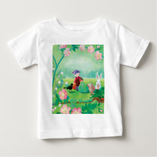 Gnome gardener, Blackbird, Hedgehog & white Rabbit Baby T-Shirt