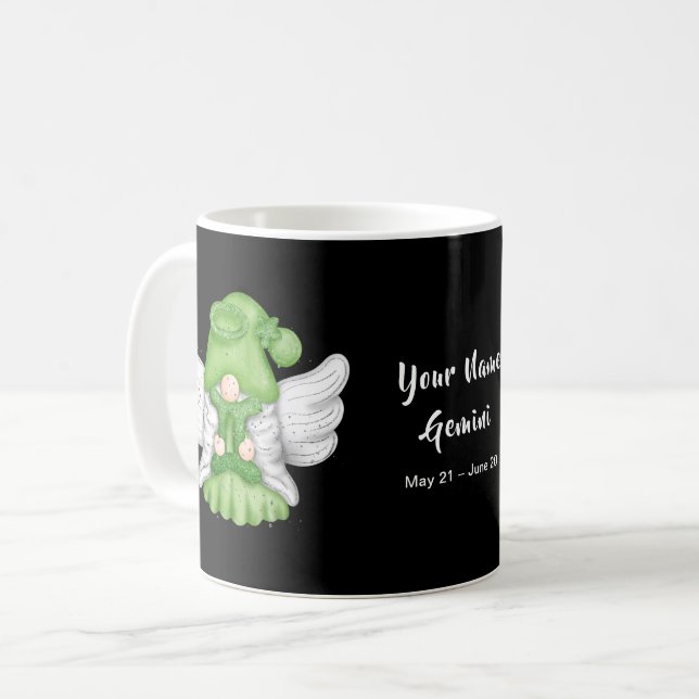 Gnome Gemini Astrology Sign Angel Your Name Coffee Mug (Front Left)