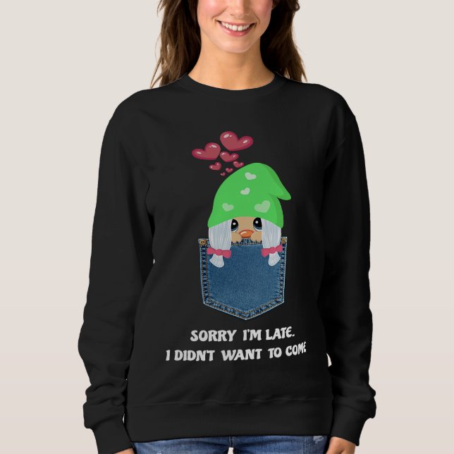 Gnome Girl With Hearts Sorry I'm Late I Didn't Wan Sweatshirt (Front)