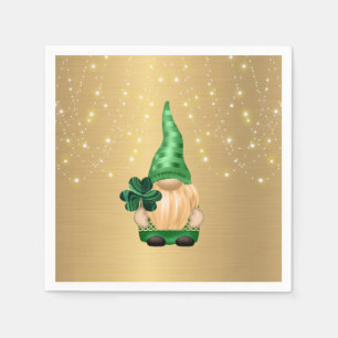 Gnome Gold Lights Shamrock St Patricks Day Napkin