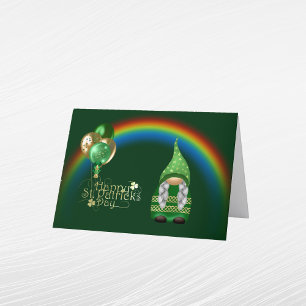 Gnome Green Gold Balloons Rainbow St Patricks Day Holiday Card